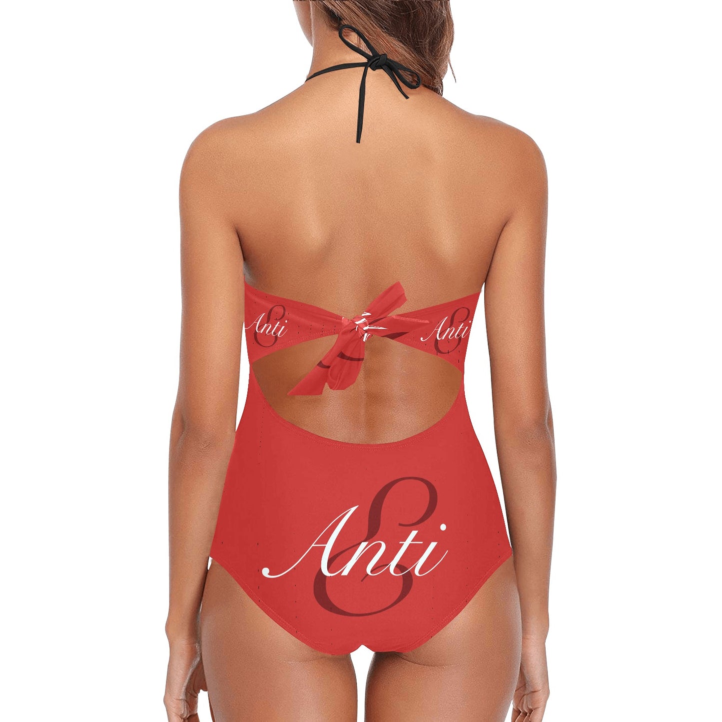 Antie lace band embossing swimsuit