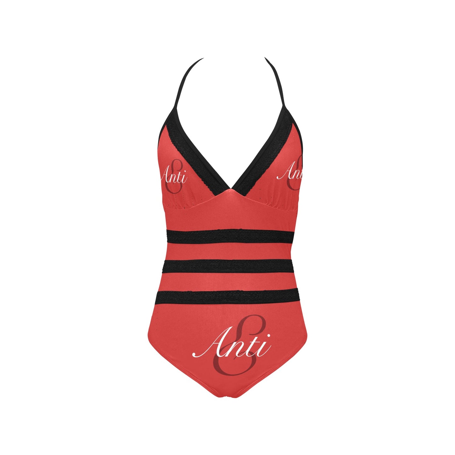 Antie lace band embossing swimsuit